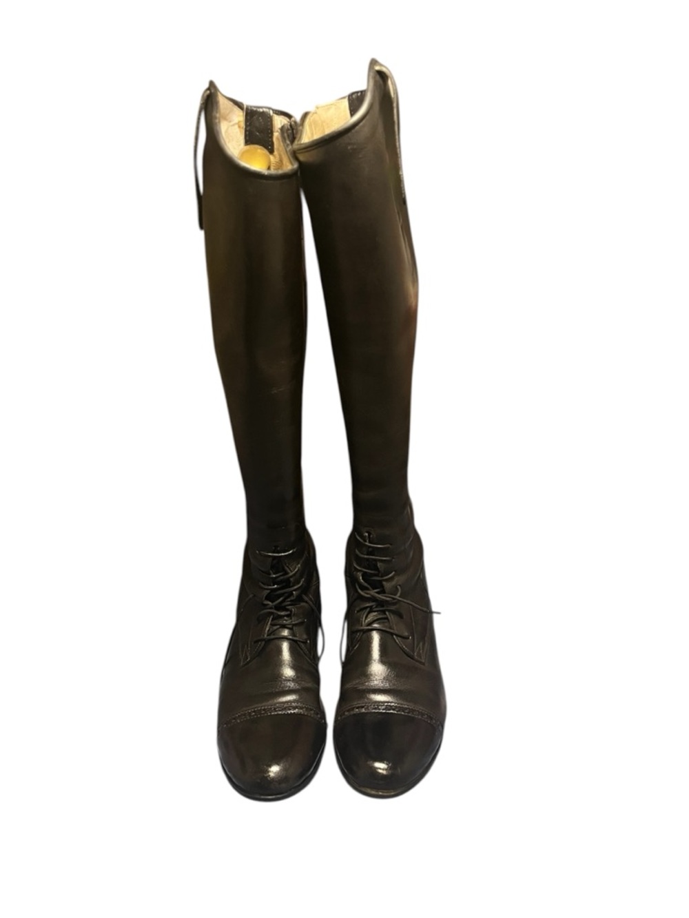 Elan Black partial Lace-upKnee-High Riding Boots